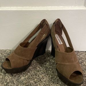 *Reduced* Steve Madden Brown Suede Wedge Shoes